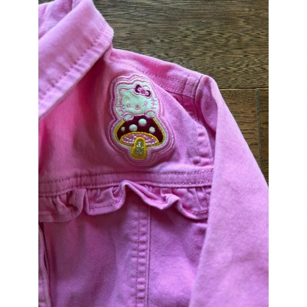 Hello Kitty Snap Button Closure Long Sleeve Denim Jacket Girl's Size 4